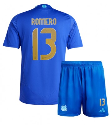 Argentina Cristian Romero #13 Borta Kläder Barn Copa America 2024 Kortärmad (+ Korta byxor)